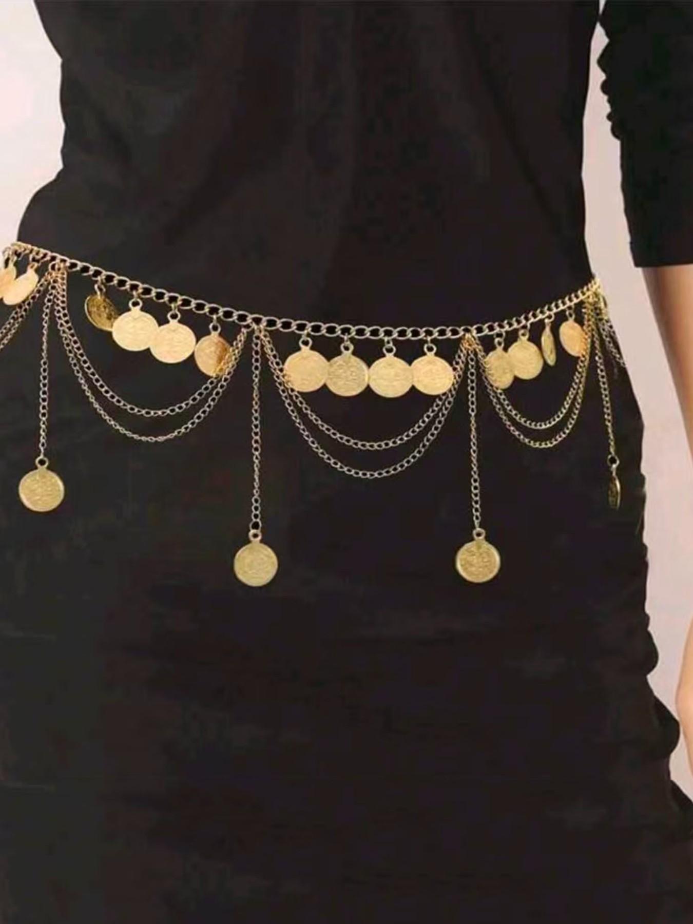 Bohemian Style Waist Chain, 6 Coin Design Belt Accessory, Perfect for Hanfu & Belly Dance, Ideal for Festive Parties