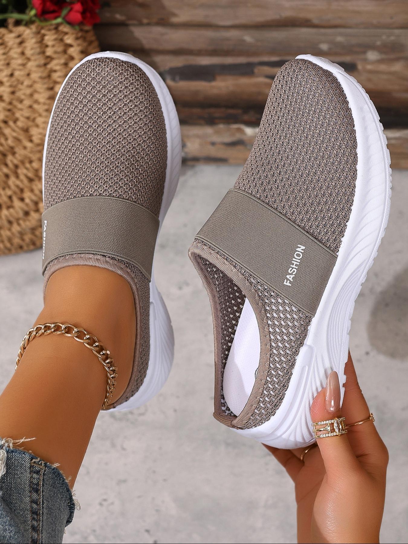 Women's Casual Slip On Lightweight Sneakers, Slip-On Style, Breathable Mesh Upper, Comfortable Fit for Spring Summer Beach Vacation Travel