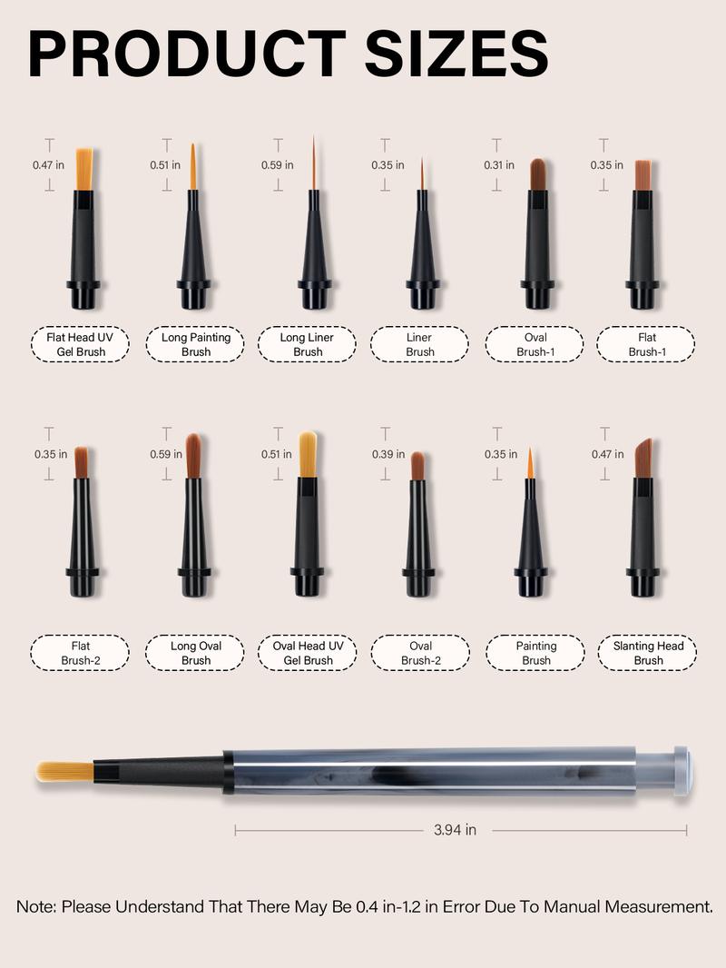 Aillsa Nail Art Brush Set with 12pcs Replaceable Tips – Multifunctional Nail Brushes for DIY Nail Art Design Gel Nail Brush for gel x Nail Liner Brush Salon Ideal Gift for Girls Polish Manicure Cutics Cosmetic #TikTokShopBlackFriday