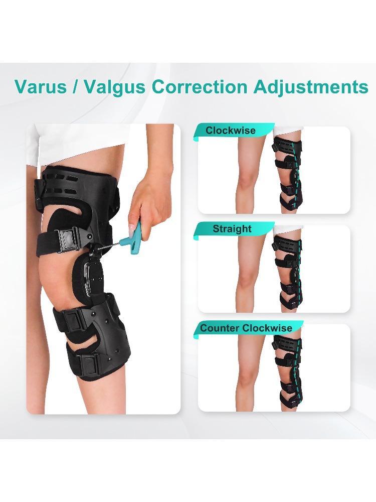 Functional Hinged Knee Support Brace, Adjustable Knee Stabilizer with Compression Wrap, Knee Unloader for Knee Instability, Swelling, Post-Injury Recovery, for Athletes & Seniors