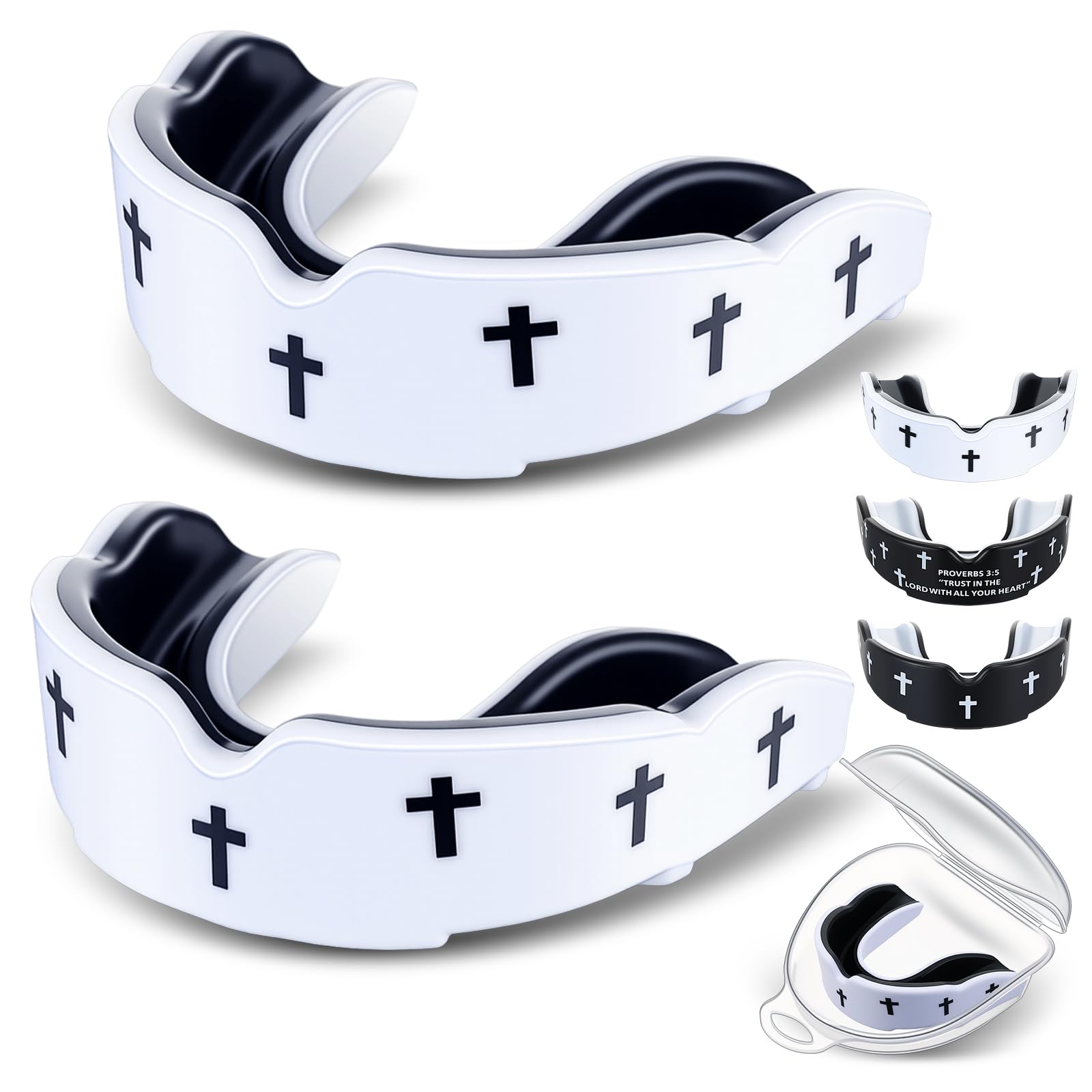 Mouth Guard - Faith Cross Mouthguard with Case, Religious Adult Mouth Guards Braces for Football Boxing Basketball Lacrosse Hockey and All Contact Sports