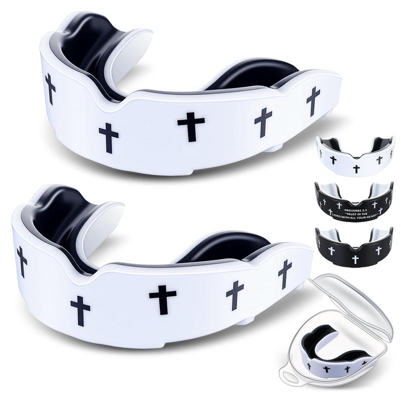 Mouth Guard - Faith Cross Mouthguard with Case, Religious Adult Mouth Guards Braces for Football Boxing Basketball Lacrosse Hockey and All Contact Sports