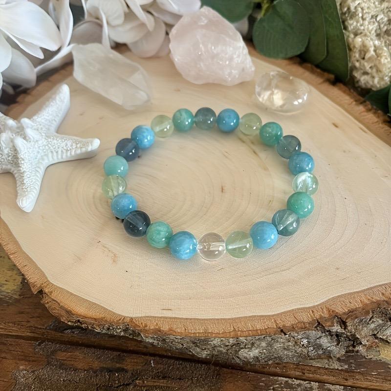 Inner Strength Bracelet Fluorite Amazonite Aquamarine Natural Healing Crystal Gorgeous Stone Gemstone Jewelry Energy Love Girlfriend Boyfriend Souvenir Valentine Anniversary New Year Christmas Halloween Birthday Gift