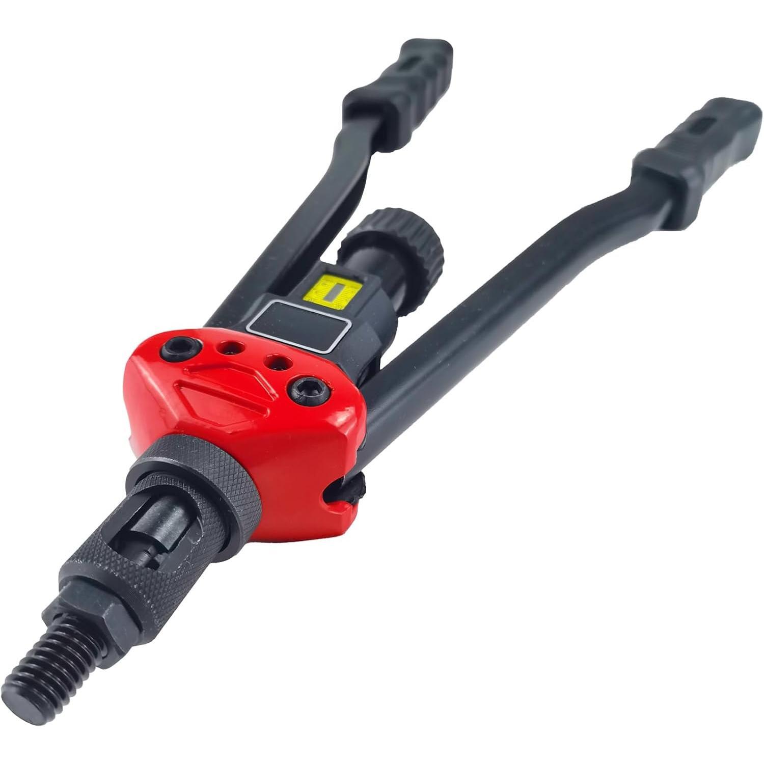 16" Professional Rivet Nut Tool Kit - Lever-Style Rivnut Tool with Visual Stroke , Nutsert Tool Kit Includes 15 Metric & SAE Mandrels for Threaded Inserts
