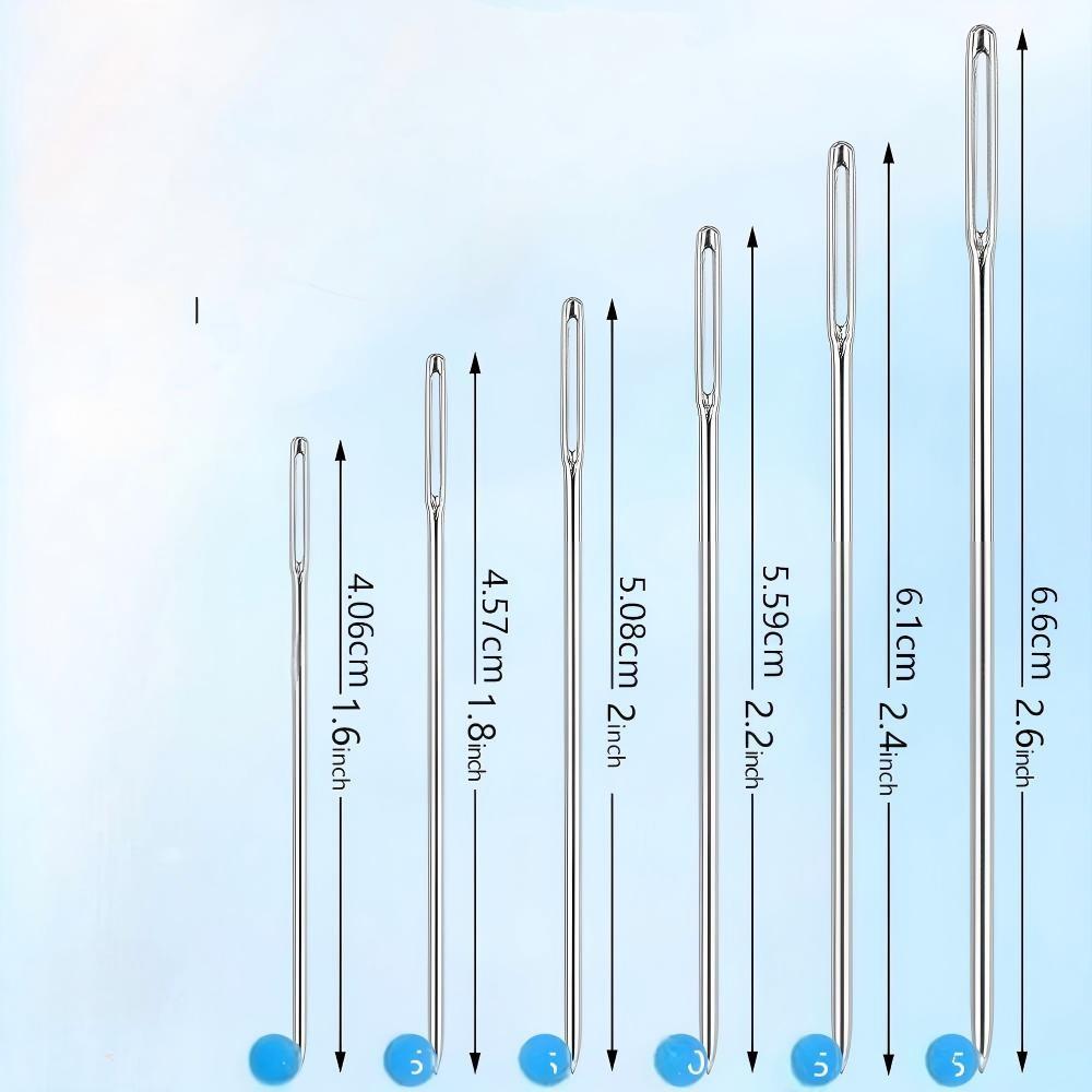 40pcs High-Quality Large-Eye Needles for Hand Sewing, Includes 1 Threading Tool + 1 Needle Holder, 6 Sizes, Embroidery Needles