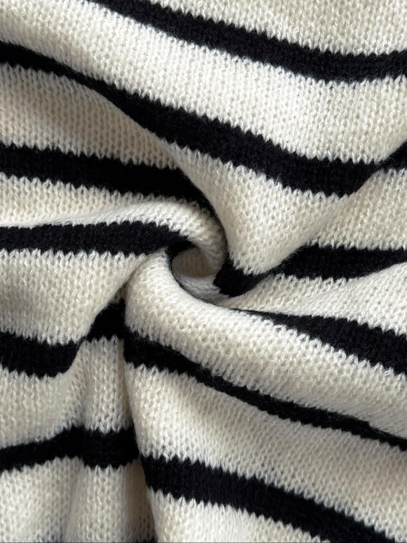 Striped Knit Two-Piece Set, Fitted Casual Home Wear, Long Sleeve Top & High Waist Shorts, Y2K Style, Fall Winter Fashion