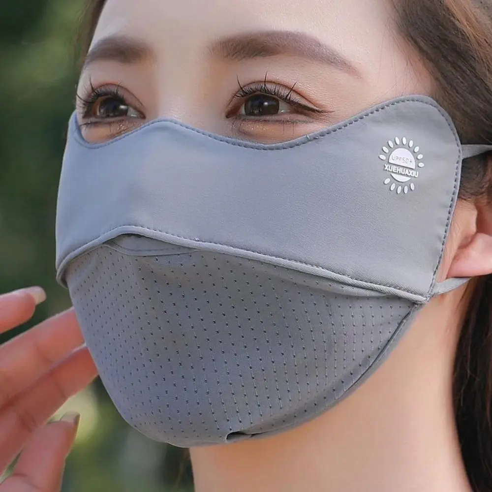 New Breathable Ice Silk Mask Washable Dustproof Riding Face Mask Anti-UV Mesh Sunscreen Mask Four Seasons Face Veil