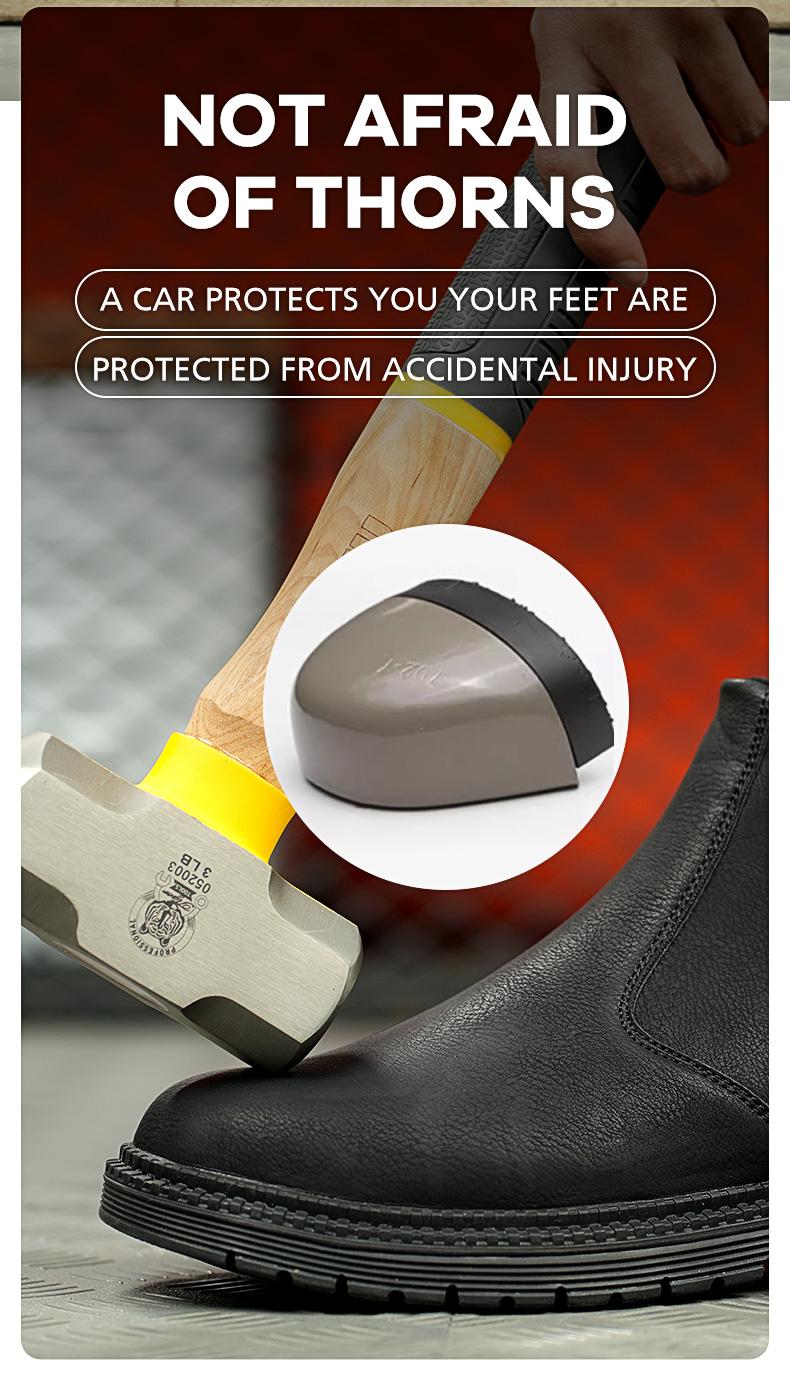 Splash-proof Smash-proof Puncture-proof Breathable Safety Shoes Lightweight Steel Toe Brown Non-slip Work Shoes for Women Footwear Bridal SpringStatements