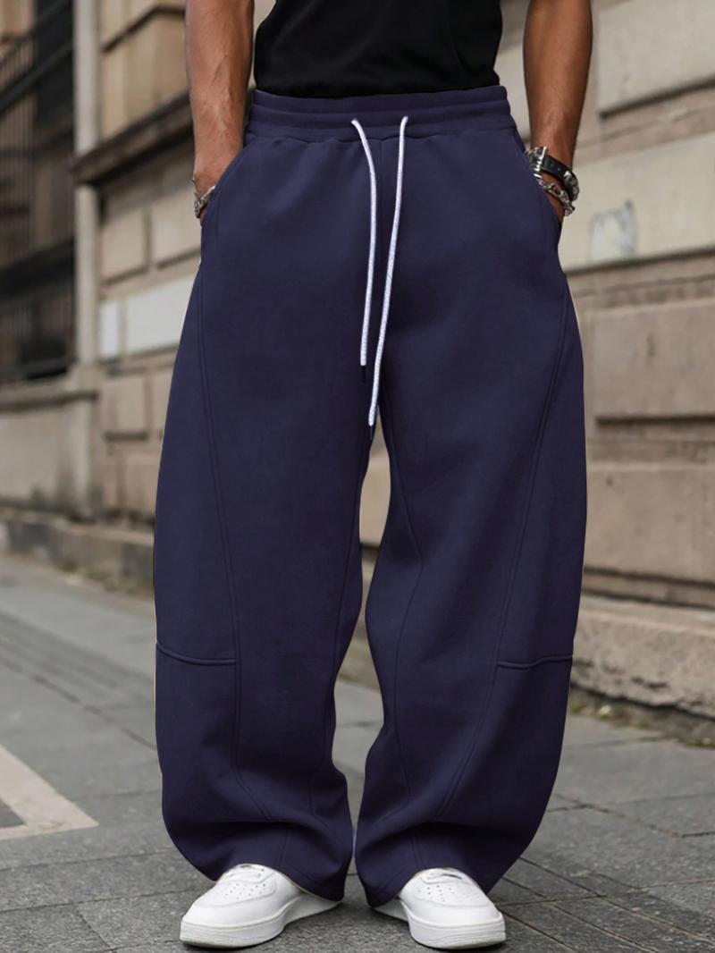 Men's Baggy Sweatpants, Loose Fit Casual Drawstring Elastic Waist, Wide Leg Joggers Trousers with Pockets, Comfortable Daily Wear, Sports Bottoms