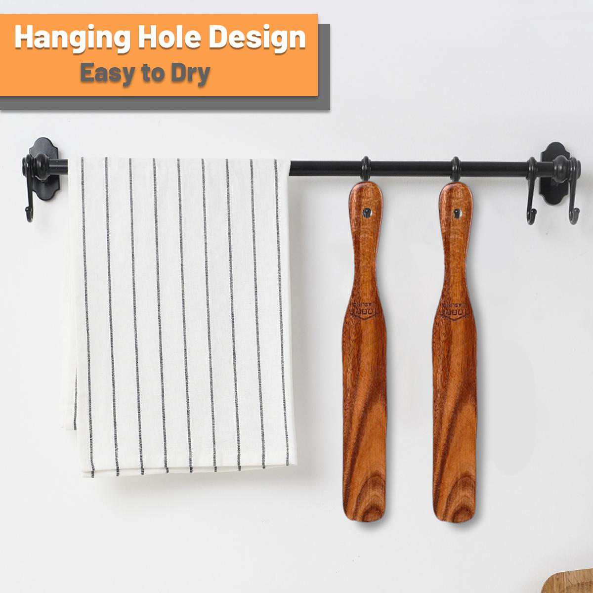 Handmade Skinny Spurtle - Slim Non-Stick Spatula with Ergonomic Grip, Natural Wood Kitchen Utensil for Baking, Mixing, Reaching Deep Jars - Ideal for Sourdough, Dough, Jam, Pickle - Perfect Gift for Bakers & Home Cooks, Baking Accessory,