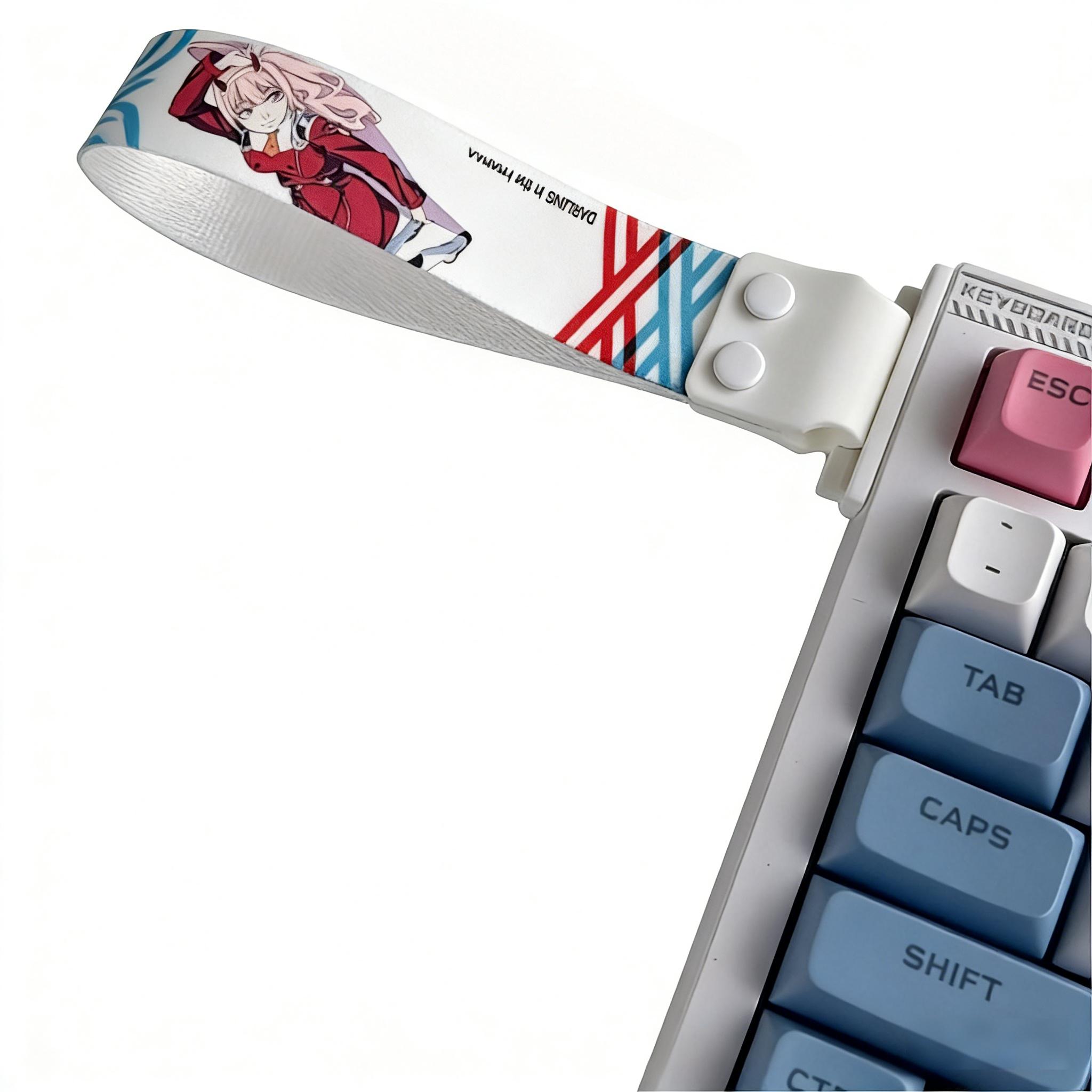 Anime Keyboard Lanyard, Detachable Cartoon Ribbon, Universal DIY Decorative Strap, Trendy Anime Character Print, Versatile Keyboard Accessory