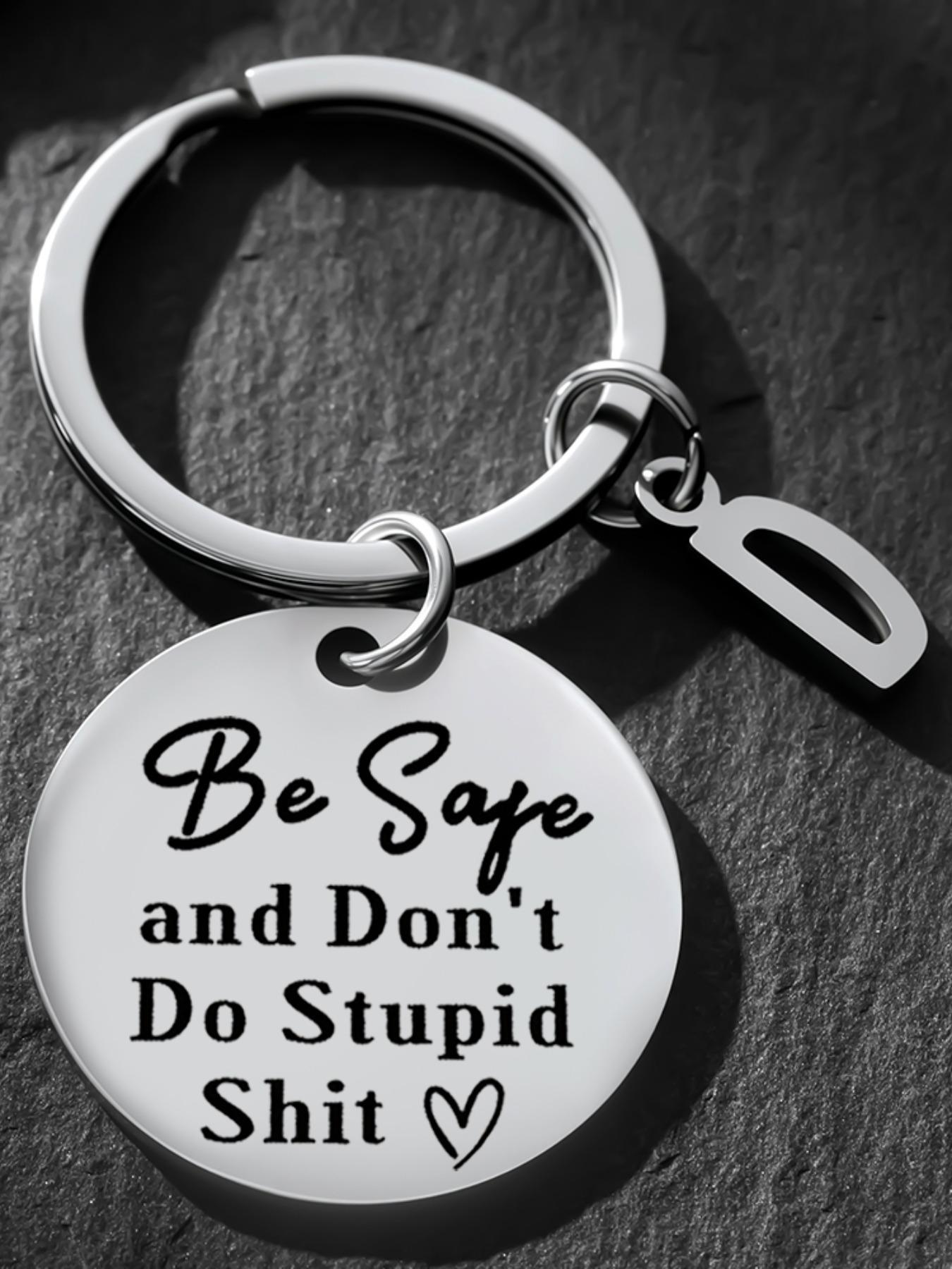 Funny Safety Keychain, Personalized Initial a Keyring, Humorous Gift for Men Women, Perfect for Birthdays, Christmas, Graduations