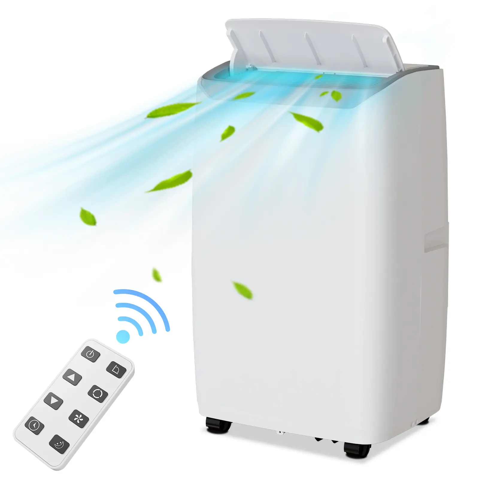 14,000 BTU Portable Air Conditioner with Dehumidifier – White ABS, Cools Up to 750 Sq Ft, Remote Control, Window Kit Included