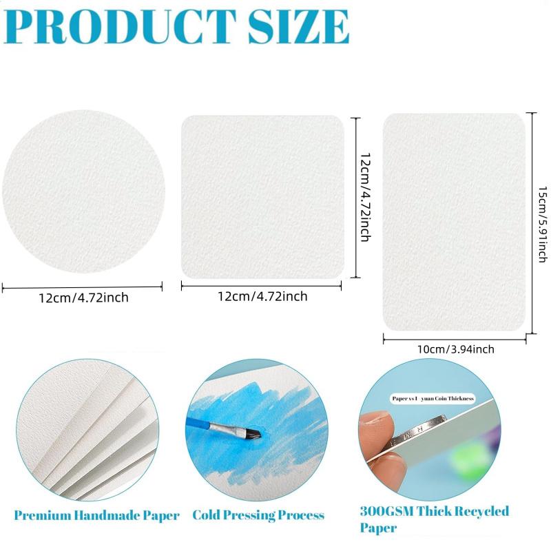 Professional Square/Round/Rectangle Watercolor Paper,300g Water Color Paper Postcard for Adults, Artists, Painting & Craft Paper, Watercolor Paper, Drawing Supplies, DIY Painting Supplies