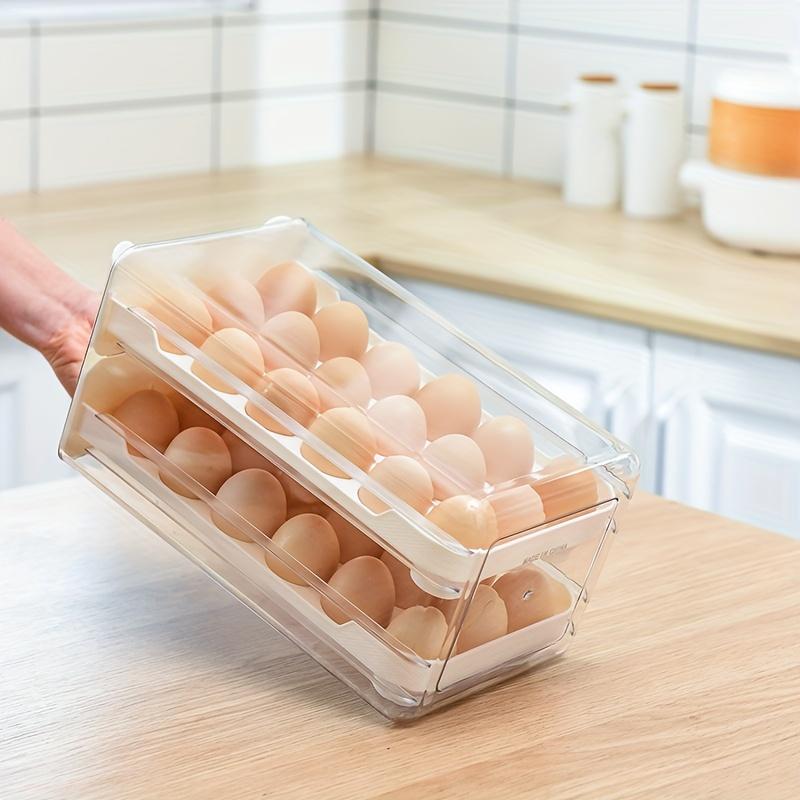 Egg Rack Organizer Drawer Design, Transparent Stackable Egg Box for Kitchen Storage, Space-Saving Solution for Eggs & More, Stackable Fridge Organizer