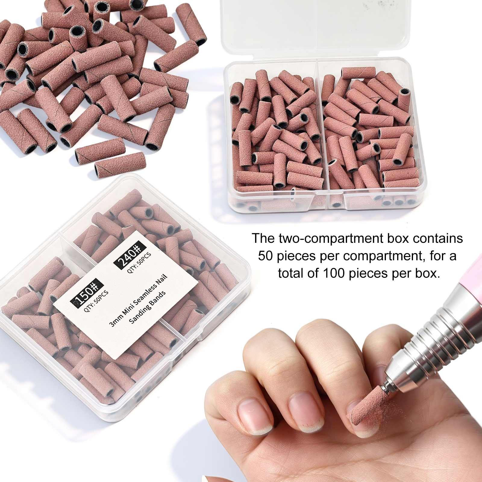 Nail Drill Bits Sanding Bands, 50/100pcs Coarse Fine 120/150/180/240 Grit, 3.1mm Mini Mandrel, Acrylic Nails Gel Manicures Pedicure