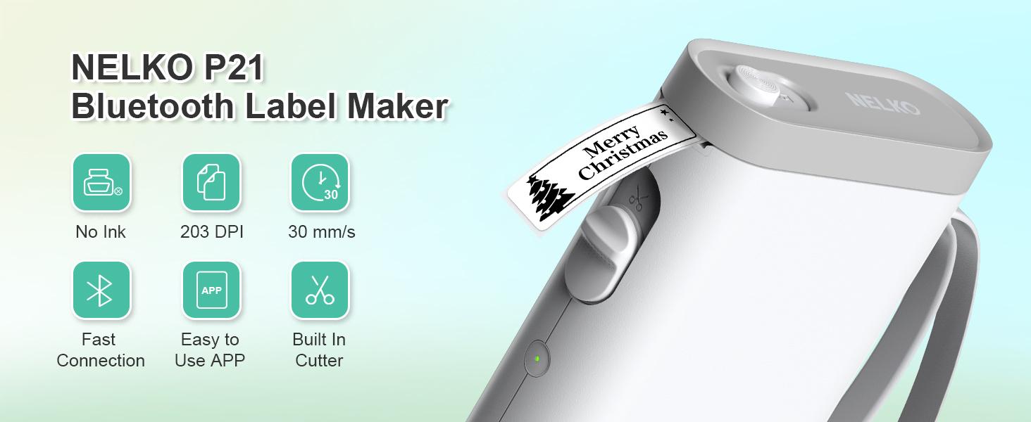 NELKO P21 Printer with Tape, Bluetooth Label Printer, Thermal Printer for Organization, Storage, Office and Home, Label Printer Gift for you