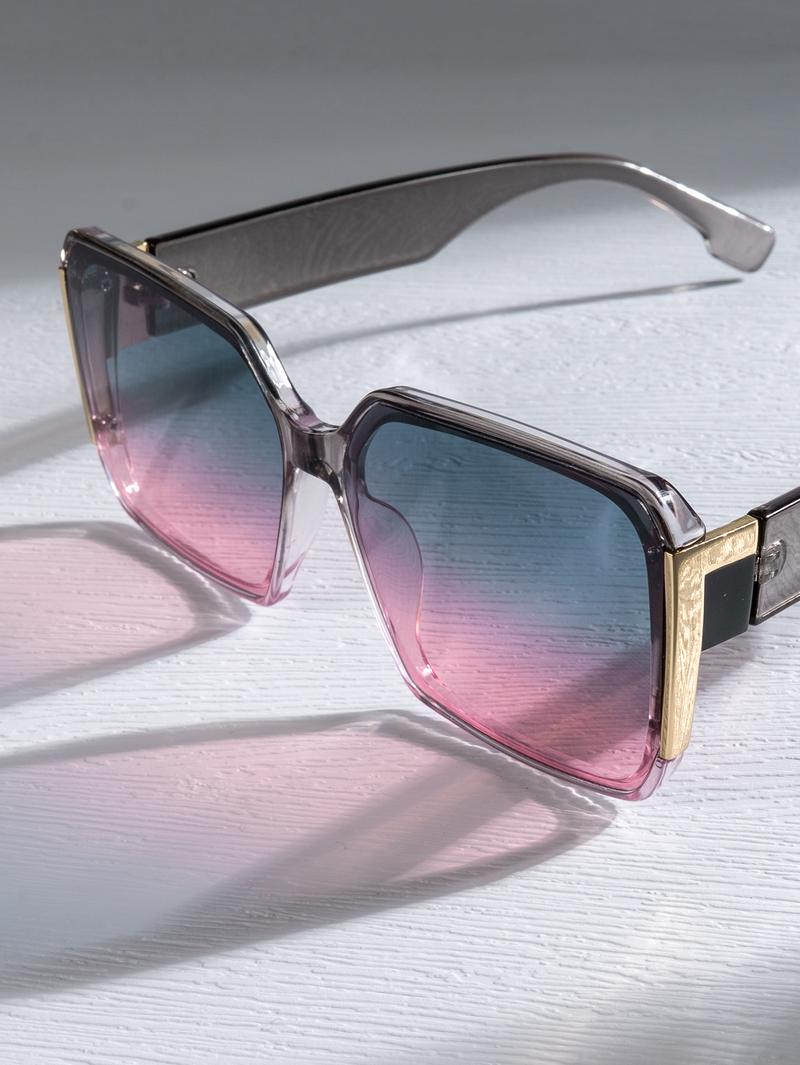 LUXURY Square Sunglasses | Acetate Ombré Pink & Matte Black | Gold T-Detail + UV400 dark sunglasses men sunglasses beach stuff
