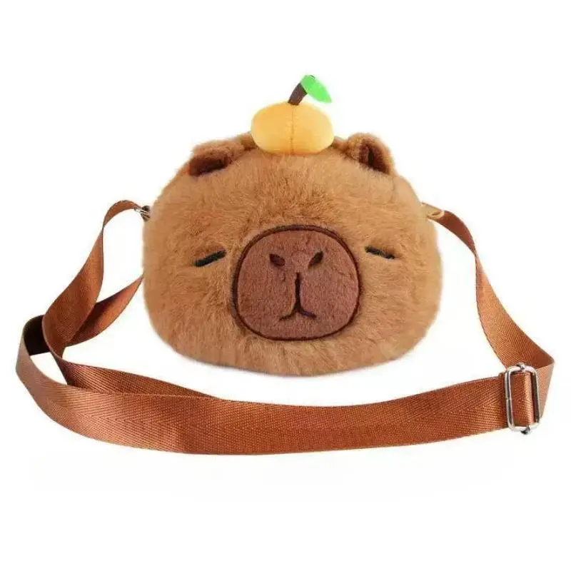 Plush Capybara Shoulder Bag Lovely Orange Capibara Soft Toy Cute Thing Kawaii Stuffed Doll Change Purse School Bag Birthday Gift