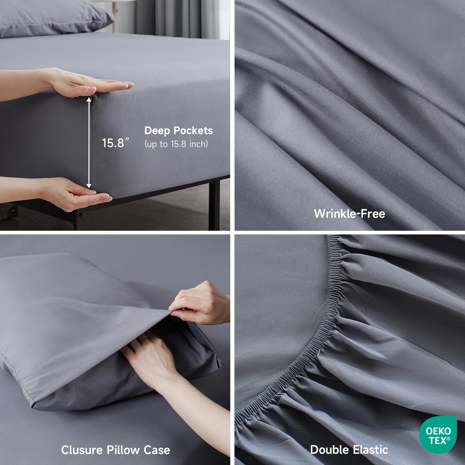 Z-HOM 4 Pc Solid Bed Sheets,16" Deep Pocket Fitted Sheets,Fade Resistant All Season High Quality Bedding - Cozy Luxury Bedding Set - Soft Sheets Set - Bedding Accessories,OEKO-TEX Safe #BlackFridayDeals #CyberMondaySale