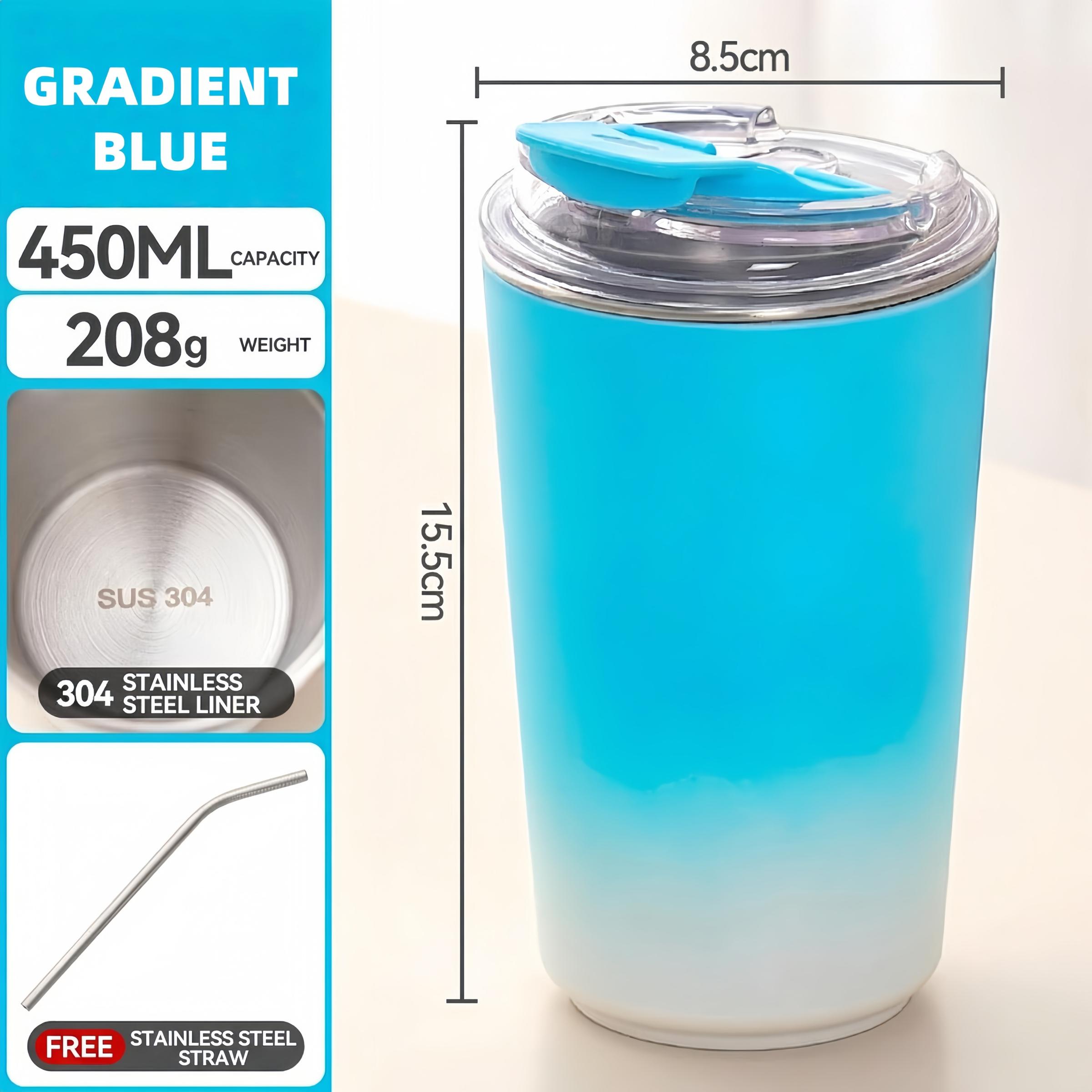 304 Stainless Steel Coffee Cup with Straw, American Cold Hot Water Cup, Office Mug, Car Portable Travel Cup, Mkb20260407