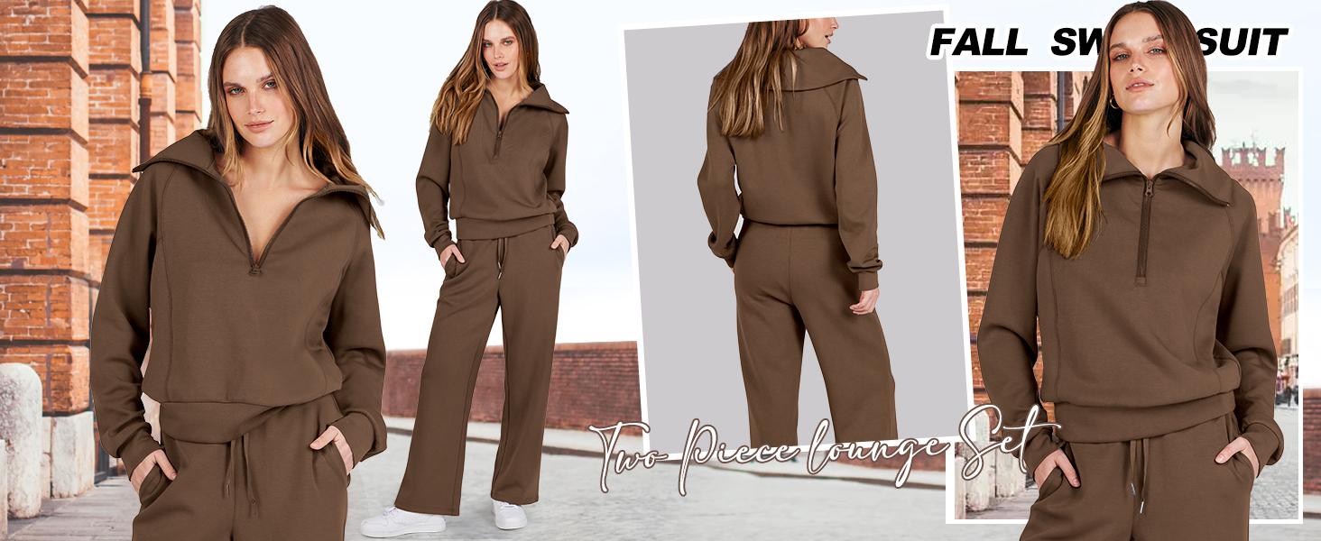 Women 2 Piece Outfits Sweatsuit Oversized Sweatshirt Sweatpants Tracksuit Sweat Lounge Matching Set 2025 Fall Trendy Polyester Womenswear SpringStatements
