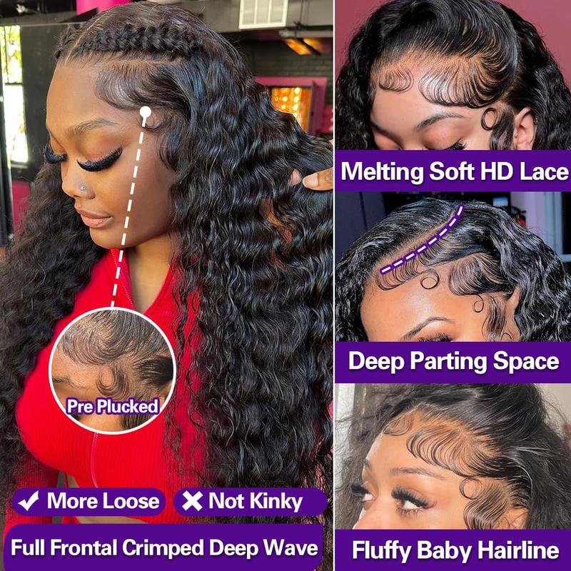 [30inch Only $118] Bling Hair Deep Wave 13x6 Lace Front Wigs Human Hair Pre Plucked 180% Density HD Transparent 13x4 Lace Frontal Wigs For Women Human Hair Lace Front Wigs Deep Curly Lace Front Wig