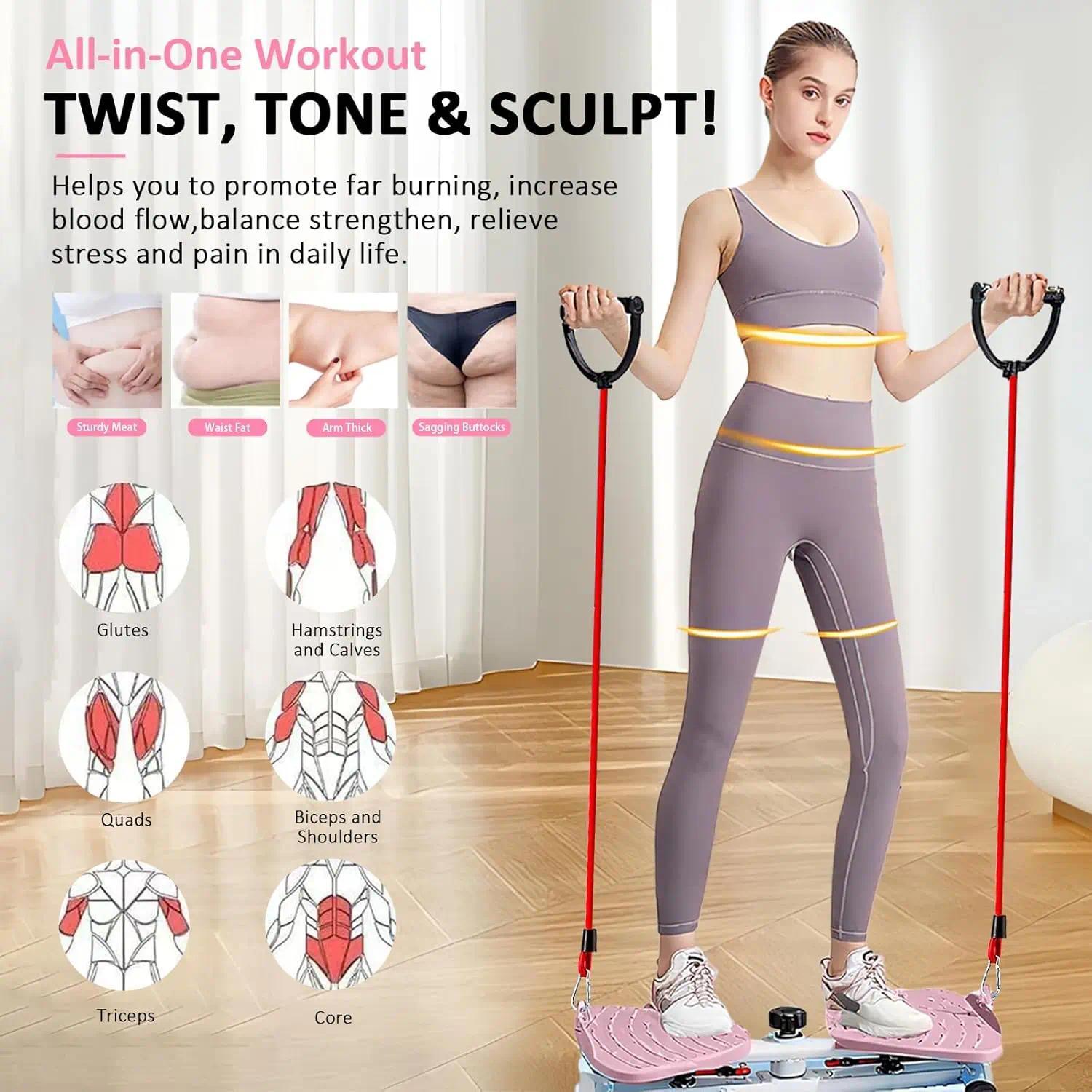 Core Training Waist Twist Board Slimming Twister with 265 Lbs Capacity Adjustable Noiseless Twisting Machine Home Fitness Gear for Women Men 9999 Blue Effective Workout