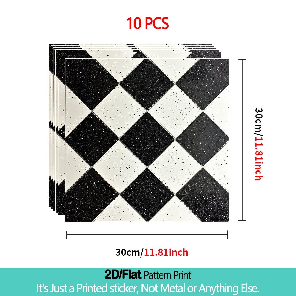 10 thickened self-adhesive floor stickers, PVC waterproof and wear-resistant leather floor stickers, art pattern, suitable for kitchen, bathroom, living room, floor installation, 11.81x11.81 inche