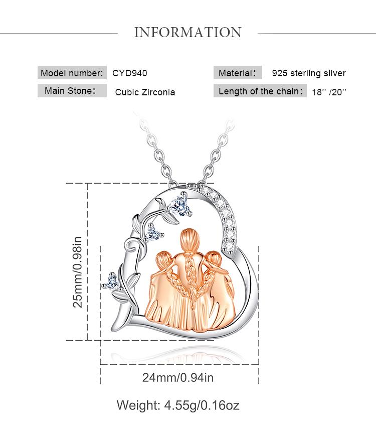 S925 Sterling Silver Mother & Daughter Heart Pendant, Elegant Necklace with Cubic Zirconia, Perfect Mother’s Day Jewelry Gift to Celebrate Love