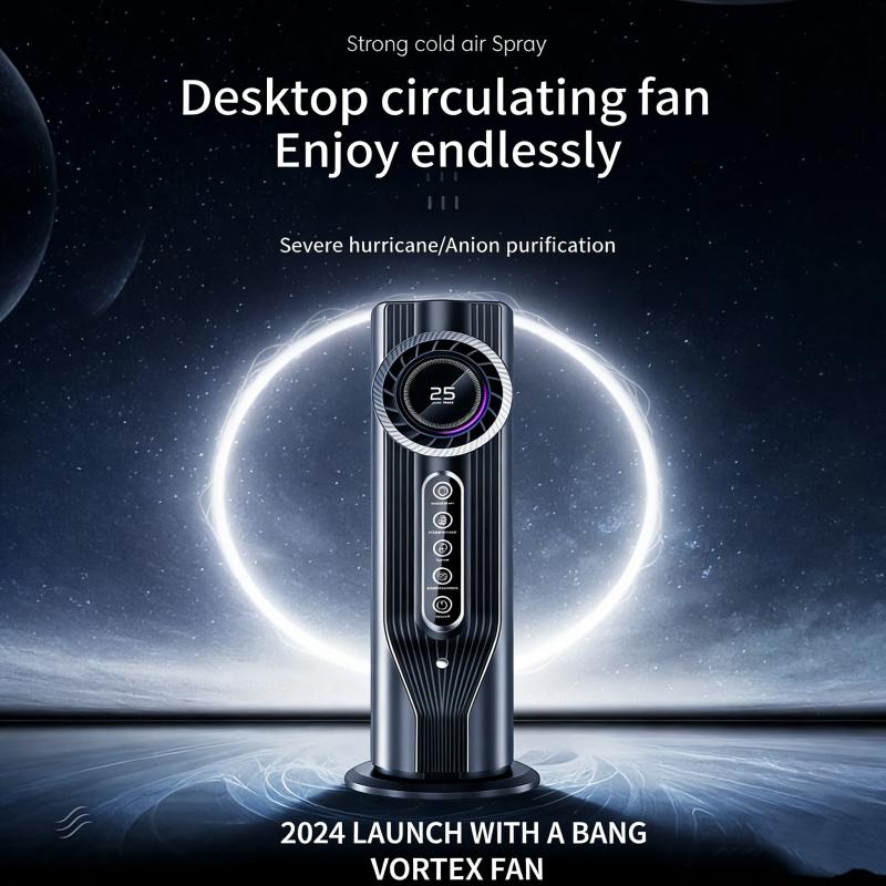 Portable Air Cooler Desktop Fan, 3-In-1 Cooling Humidifier, 6 Speeds, 100L Capacity, USB Powered, Compact Design, Timer, Office & Bedroom Use