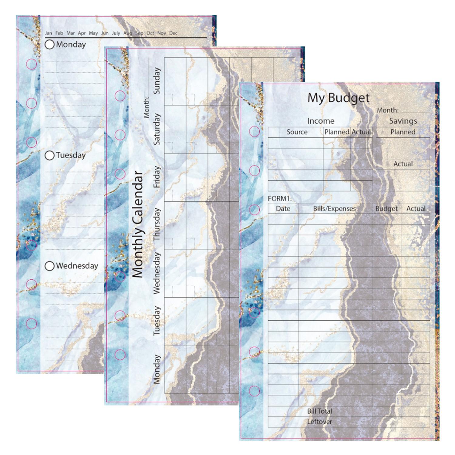82pcs Budget Planner Refill Weekly Monthly Inserts 6 Hole Personal Size A6 6.75"x3.75" Budget Binder Refill Cash Envelope System Wallet Money Envelope Budget Sheets Expense Tracker Finance Planner Savings Organizer Bill Tracker Budgeting Notebook