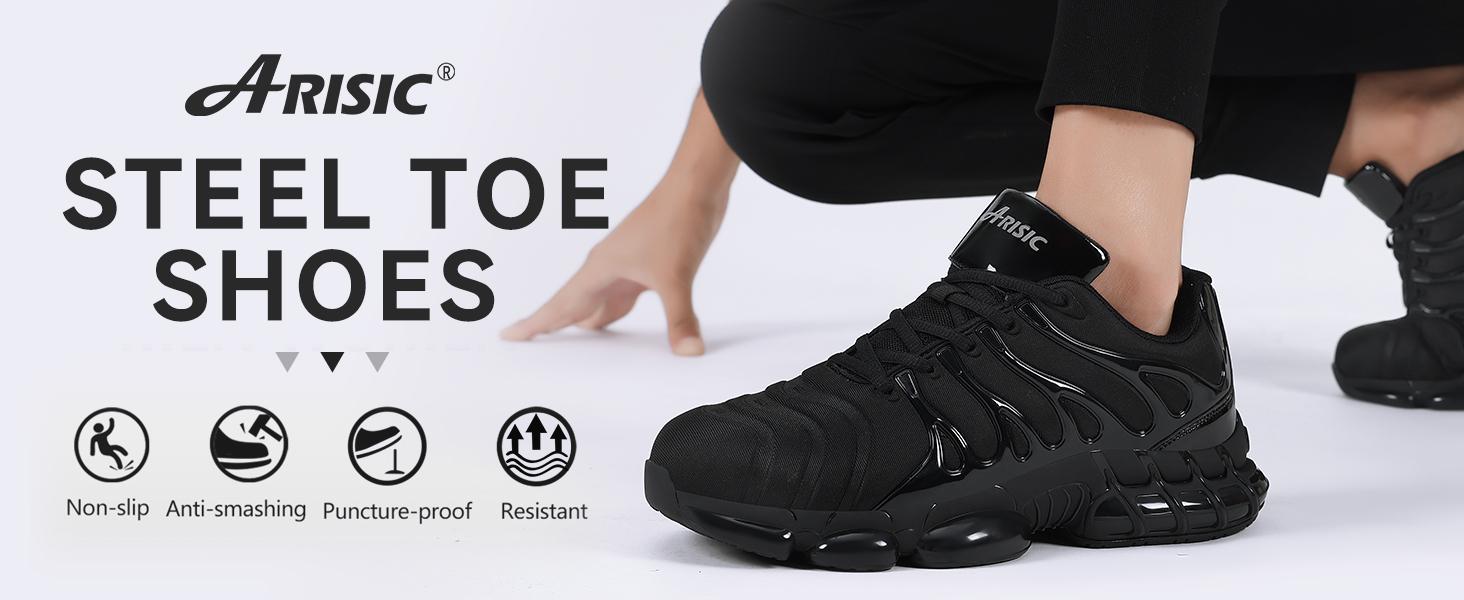 Men's Steel Toe Shoes Sturdy Work Shoes Lightweight Steel Toe Athletic Shoes Safety Shoes Puncture Resistant Composite Toe Outdoorfun