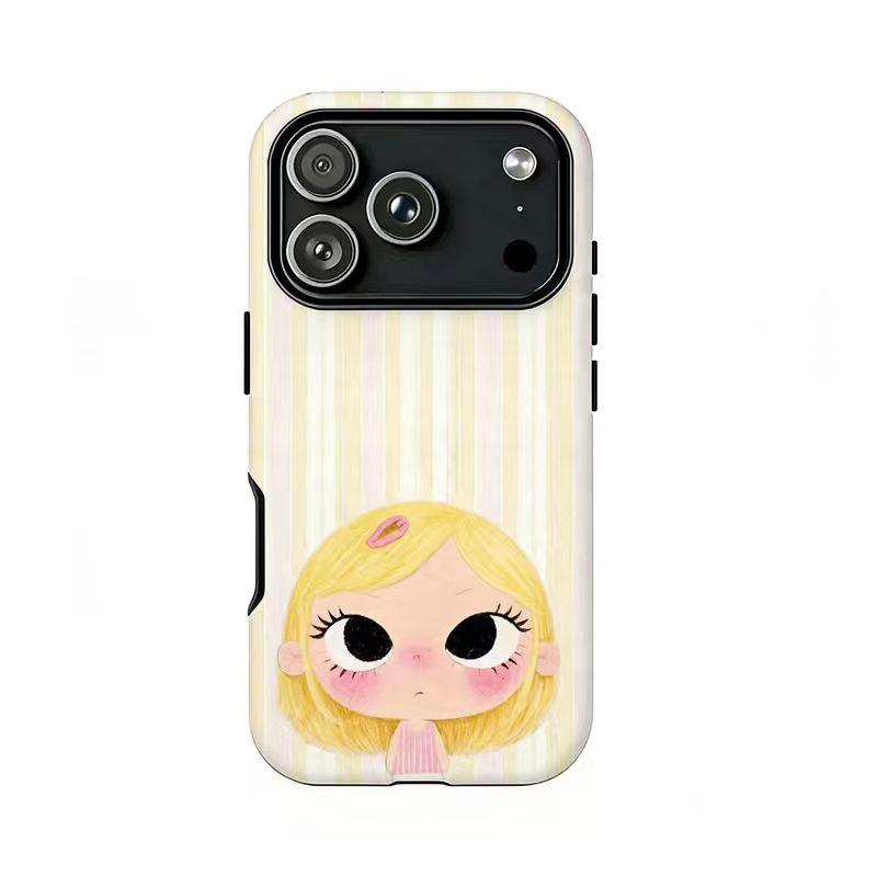 Cute Big-Eyed Girl Phone Case | Kawaii Watercolor Aesthetic,Compatible for iPhone 16 15 14 13 12 11 17Pro Max,for Samsung S25 S24 S23 S22 Ultra,Durable Dual-Layer design phone cover,Perfect Gift for Her