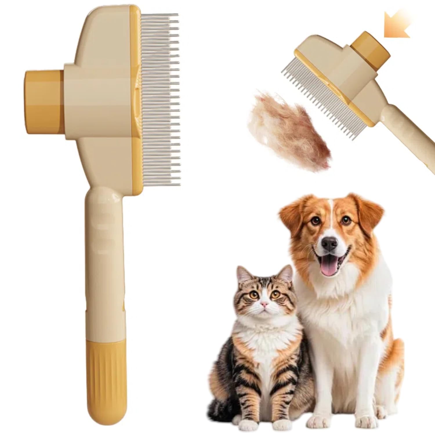 Cat Comb Flea Comb For Cats Dogs Multifunctional Cat Brush With Release Button  for Indoor Cats Pet Hair Grooming Brush Supplies,Multifunctional Supplies,Pet Accessories