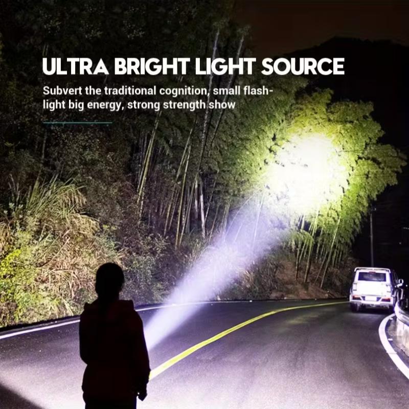 Portable Rechargeable LED Flashlight, Camping Fishing Outdoor Adventure, Mini Pocket Light with Clip, Ultra-Bright Three-Head Design, High Lumens Flashlight