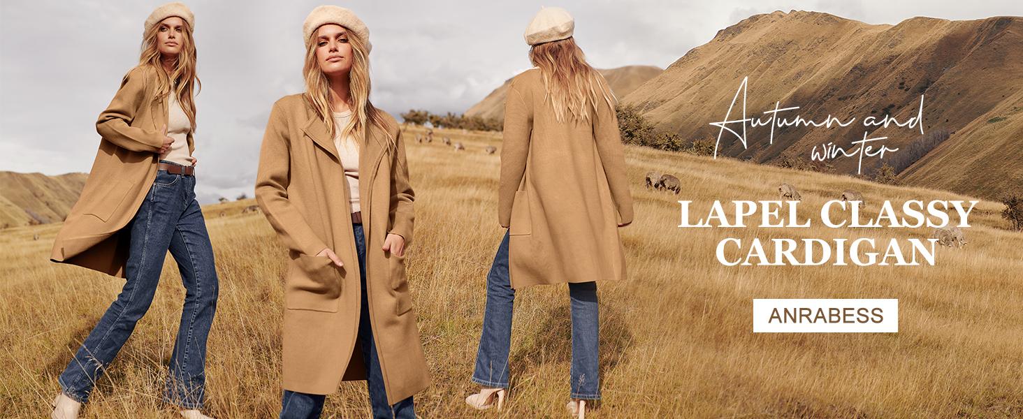 ANRABESS Women's Open Front Knit Lightweight Cardigan Casual Long Coatigan Sweater Lady Jacket Coat 2025 Fall Outerwear cardigan sweater SpringStatements