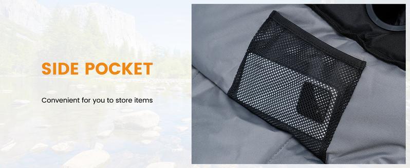 SLSY Oversized Heated Rocking Camping Chair, Outdoor Rocker Padded Recliner Folding Lawn Chaise, with Side Pockets & Carry Bag for Patio Backyard, Power bank not included