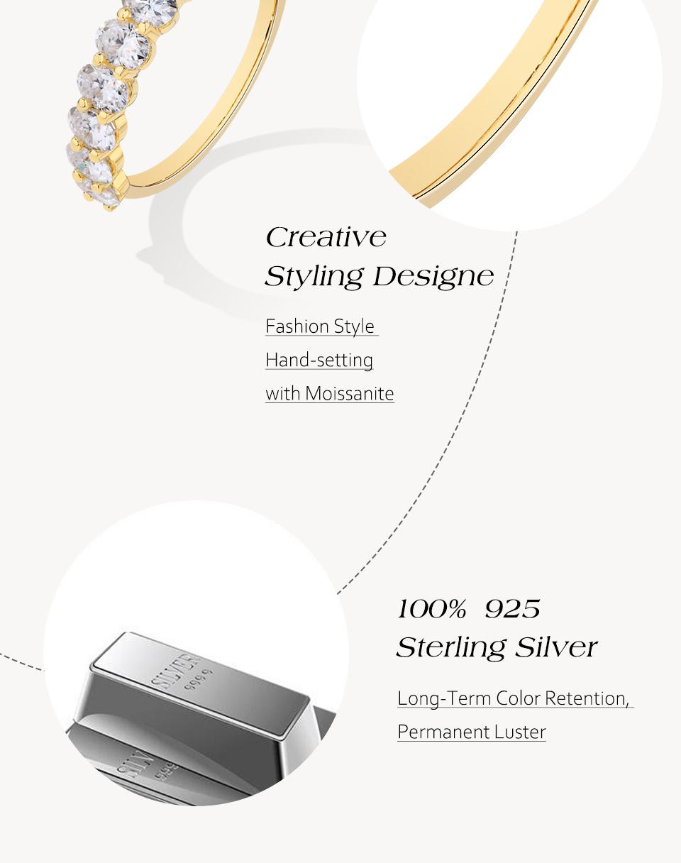 ATTAGEMS Oval Cut 1.8CT Half Eternity Band D VVS1 Synthetic Moissanite Ring for Women Matching 925 Sterling Silver Wedding Band Jewelry Gift R225 SpringStatements