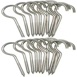 3 Inch Heavy Duty Large Screw Ceiling Cup Hook, Silver, 20 Pcs