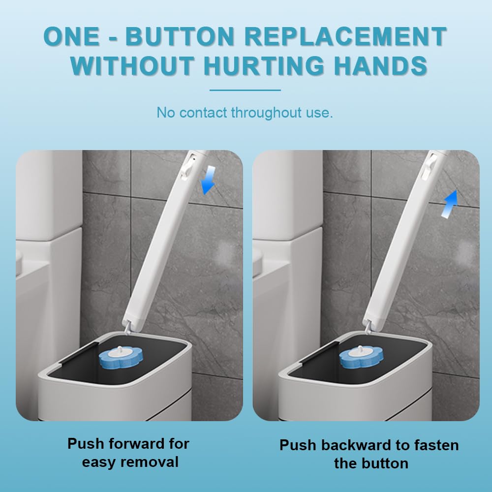 Nifogo Disposable Rotating Long-Handled Toilet Brush Set with Wall-Mount Holder, 24 Refills, Triple-Layer Sponge Cleaner Wand, Fragrance Neutralizer, for Toilet Bowl, Sink, Rotating Long-Handled Toilet Brush & Plungers