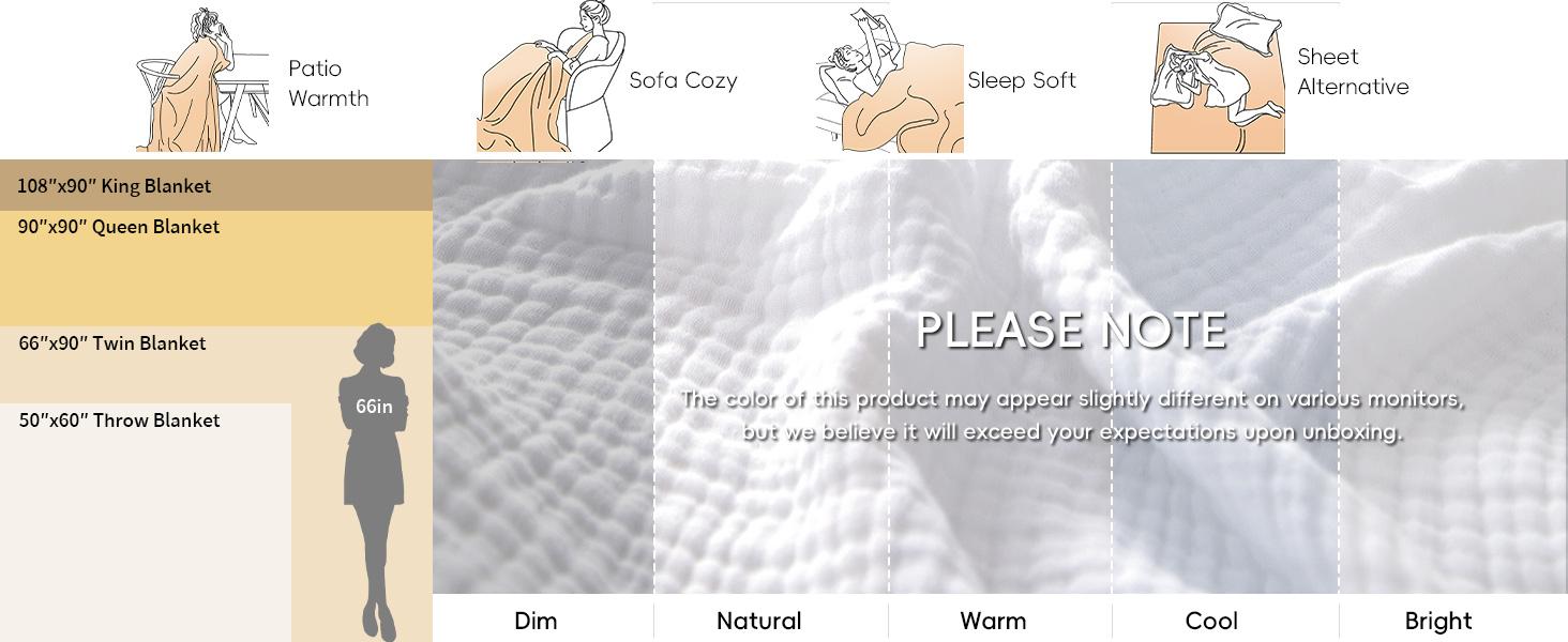 PHF Muslin Blanket 100% Cotton Throw Blanket, 4-Layer Lightweight Breathable Blanket, Soft Gauze Blanket, Stylish Blanket, Decor Gifts PHF Muslin Blanket 100% Cotton Throw Blanket, 4-Layer Lightweight Breathable Blanket, Soft Gauze Blanket, Stylish Blanket, Decor Gifts