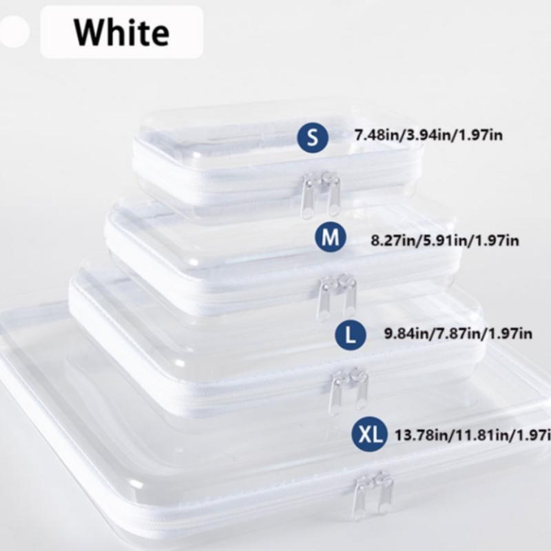 Transparent Plastic Zipper Box, Dual Zipper Hard Bag, Portable Travel Organizer, Cosmetics, Toys, Snacks, 1L+1m+1s, Pet Material