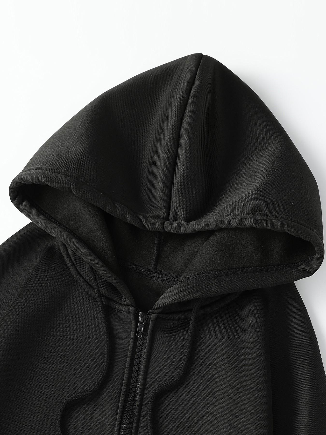 Women's Casual Solid Color Sweatshirt with Pockets and Adjustable Drawstring, Loose-Fit Hooded Zipper Pullover, Fall & Winter Fashion Top, Casual Streetwear Hoodies