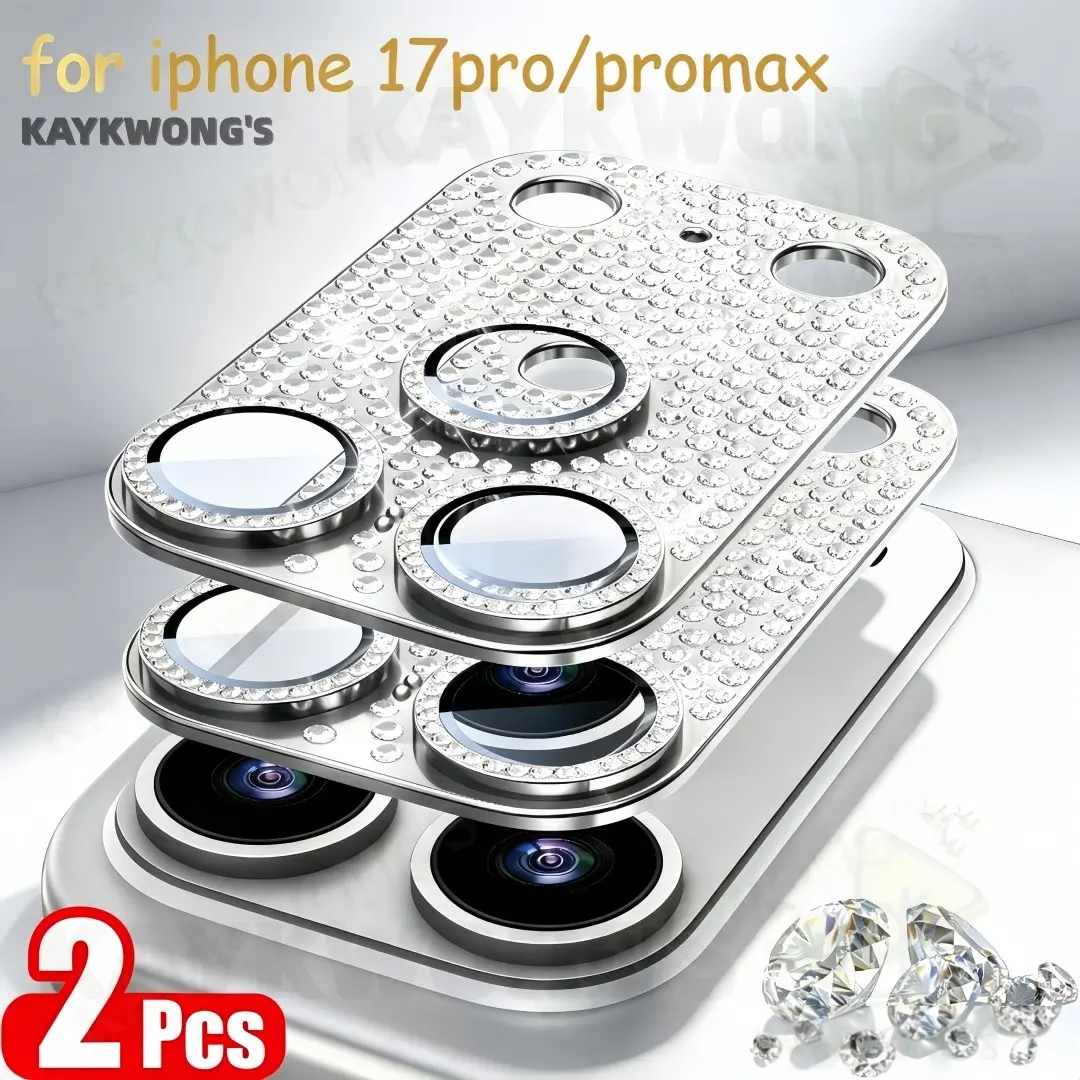 KAYKWONG'S 3-Piece For iPhone 17 Pro/pro Max 18 Lens Cover Set, Decorative Smartphone Protector, Rhinestone Embellished, Multiple Colors, Scratch & Dust Protection, Elegant Design