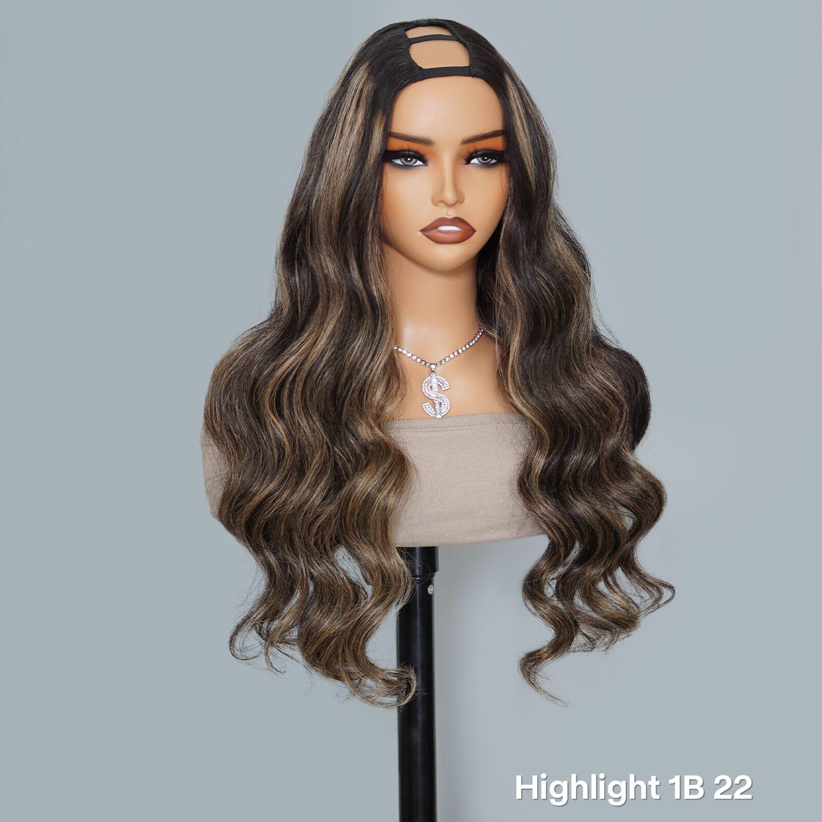 Mscoco Layered Body U Part Human Hair Wig Yaki Straight & Straight Affordable U Part Human Hair Wigs Premium Quality Highlight 1B 22 And 1B 2 30 U Part Wig