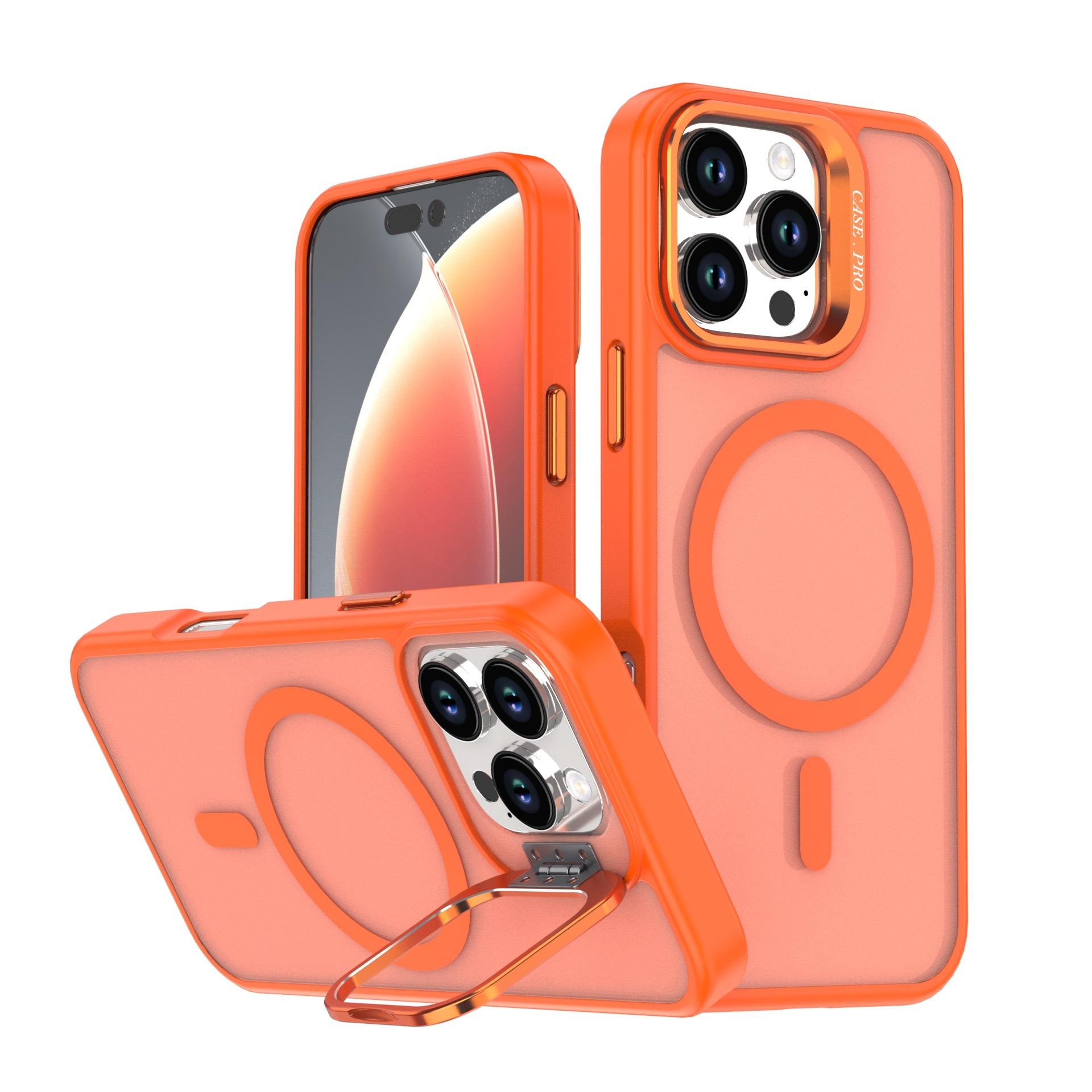 Matte Built-in Magnetic Ring Smartphone Casing for iPhone 12-17 Pro Max, Adjustable Lens Ring Handheld Stand, Shockproof Full Body Protection Cover for Devices, Supports Magnetic Wireless Charging & Car Mount