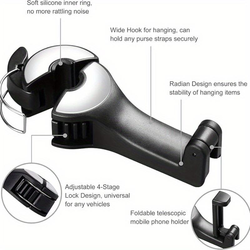 2 in 1 car headrest hook for car multi-function rear car mobile phone bracket hook, for bag, handbag portable multi-function hook, Car Backseat Organizer