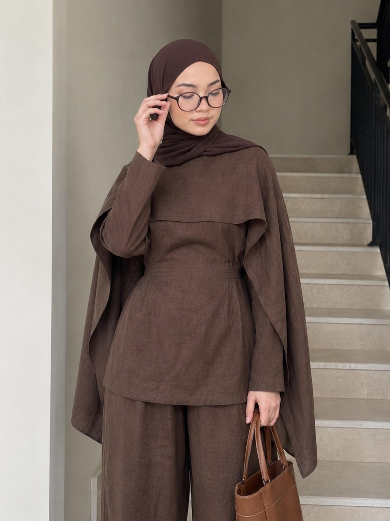 Three-Piece Modest Muslim Abaya Set with Detachable Shawl, Elegant Fashion Clothing for Home Parties Travel Casual Wear, Comfortable, Stylish and Modesty