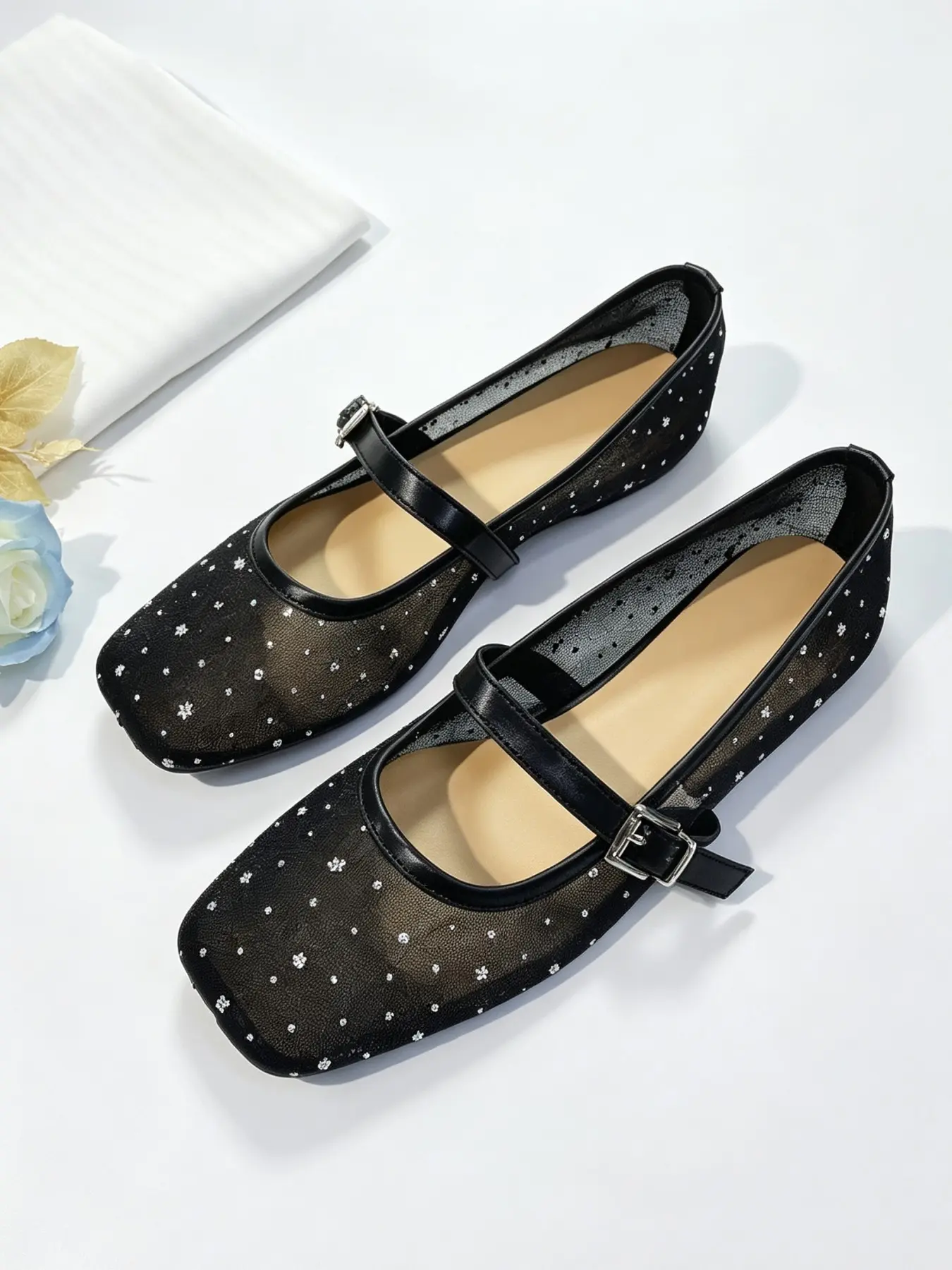 Summer Mesh Mary Jane Shoes for Women, Elegant Cut-Out Design, Breathable Flat Heels, Everyday Casual Wear